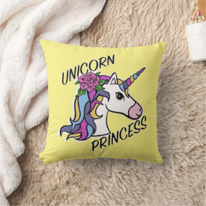 Unicorn Princess Design - Throw Pillow 16" x 16"