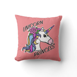 Unicorn Princess Design - Throw Pillow 16" x 16"