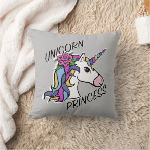 Unicorn Princess Design - Throw Pillow 16" x 16"
