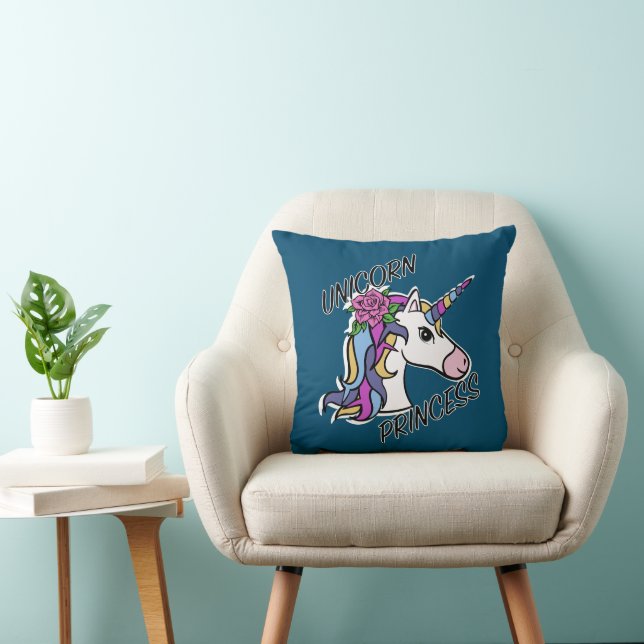 Unicorn Princess Design - Throw Pillow 16" x 16" (Chair)