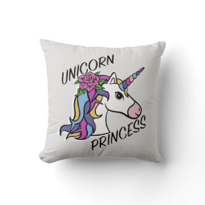 Unicorn Princess Design - Throw Pillow 16" x 16"