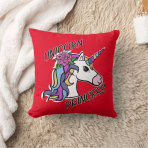 Unicorn Princess Design - Throw Pillow 16" x 16"