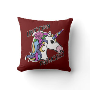 Unicorn Princess Design - Throw Pillow 16" x 16"