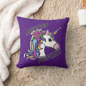 Unicorn Princess Design - Throw Pillow 16" x 16"