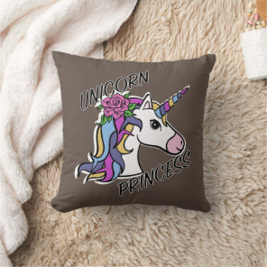 Unicorn Princess Design - Throw Pillow 16" x 16"