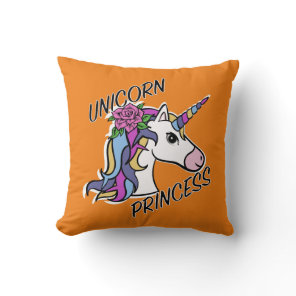 Unicorn Princess Design - Throw Pillow 16" x 16"