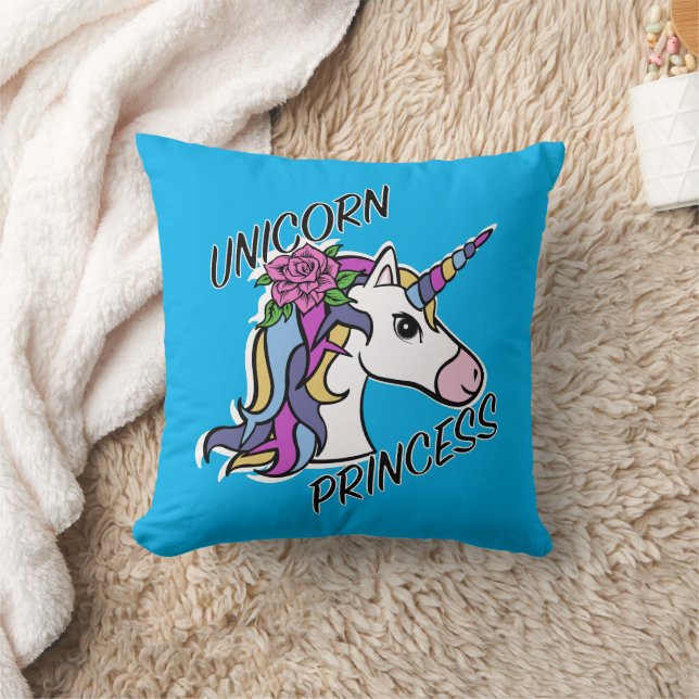 Unicorn Princess Design - Throw Pillow 16" x 16" (Blanket)