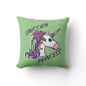 Unicorn Princess Design - Throw Pillow 16" x 16"