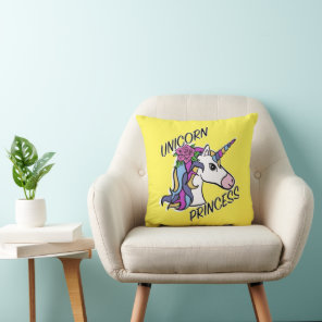 Unicorn Princess Design - Throw Pillow 16" x 16"
