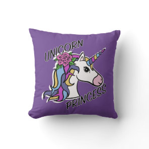 Unicorn Princess Design - Throw Pillow 16" x 16"