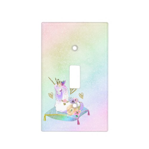 Unicorn Princess Diva Iridescent Rainbow Pastel Light Switch Cover