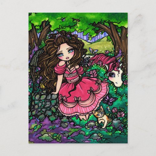 Unicorn Princess Fantasy Fairy Art Postcard