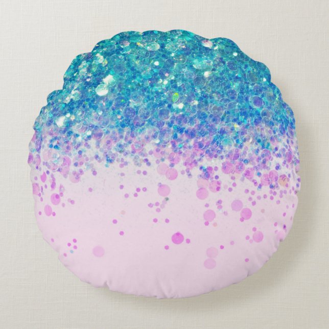Unicorn Princess Glitter #4 Round Pillow (Front)