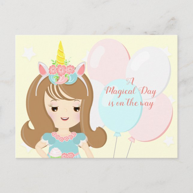 Unicorn Princess Invitation Postcard (Front)