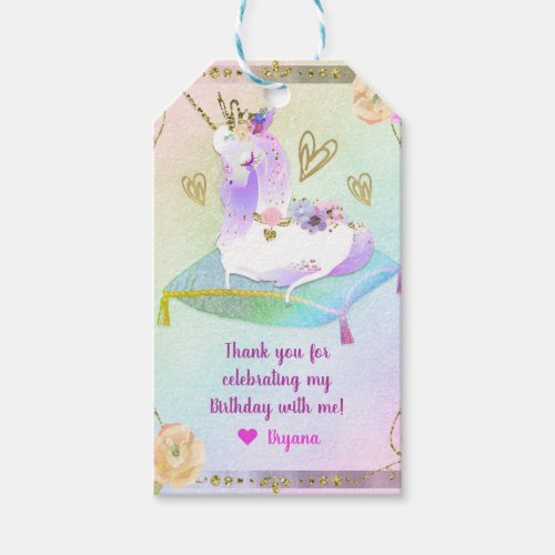 Unicorn Princess Iridescent Rainbow Pastel Party Gift Tags