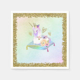 Unicorn Princess Iridescent Rainbow Pastel Party Napkins