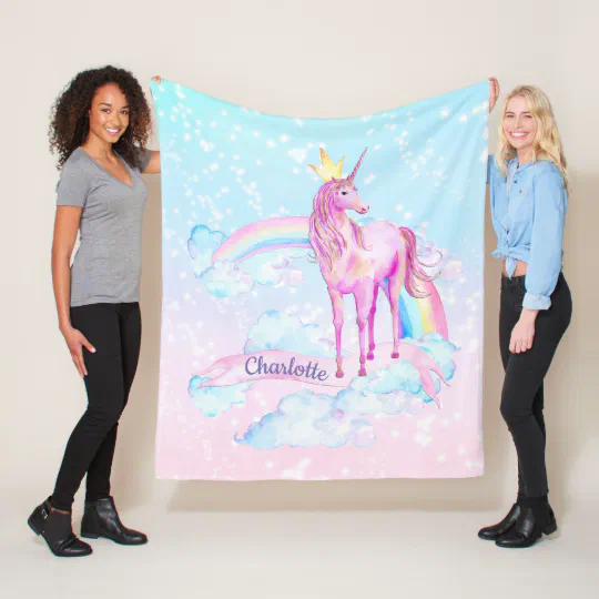 Personalised unicorn princess blanket 
