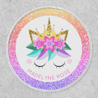 Unicorn Princess Rainbow Glitter Personalized Name Patch