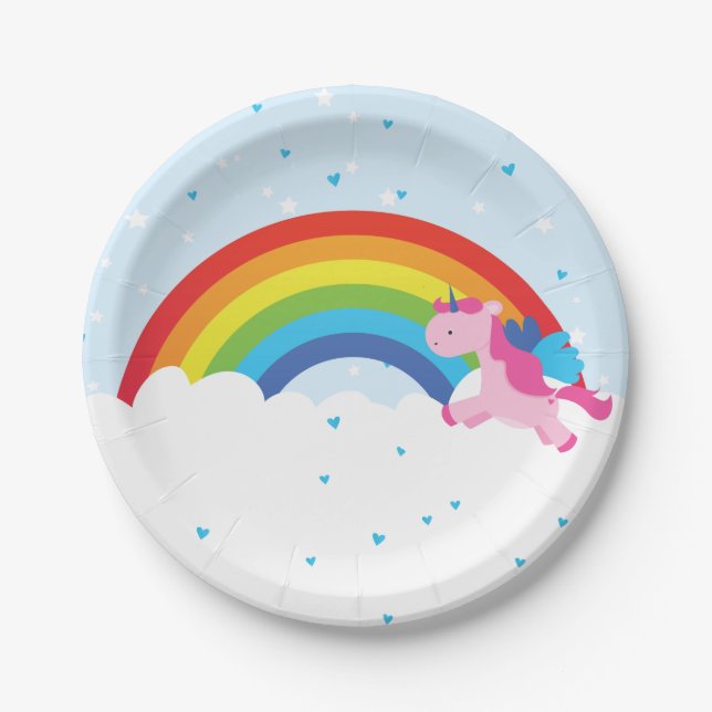 Unicorn Princess Rainbow Paper Plates (Front)