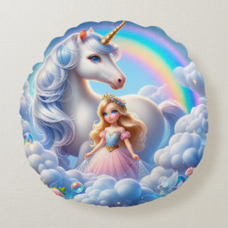 Unicorn Princess Rainbow Pillow – Pastel Fairytale