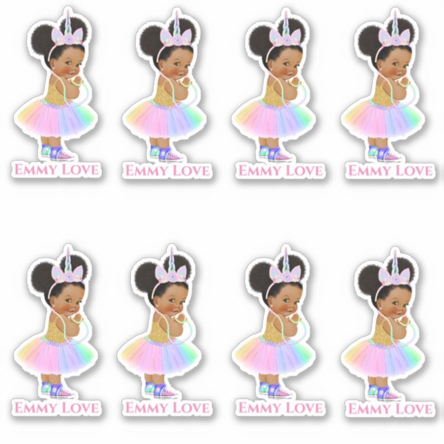 Unicorn Princess Sticker Baby Girl Pastel (Front)