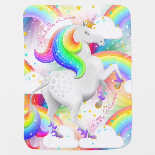 Unicorn Princess Sweet Dreams Rainbow Baby Blanket