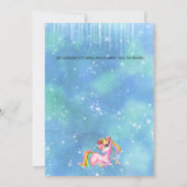Unicorn princess winter snow fairy tale castle invitation (Back)
