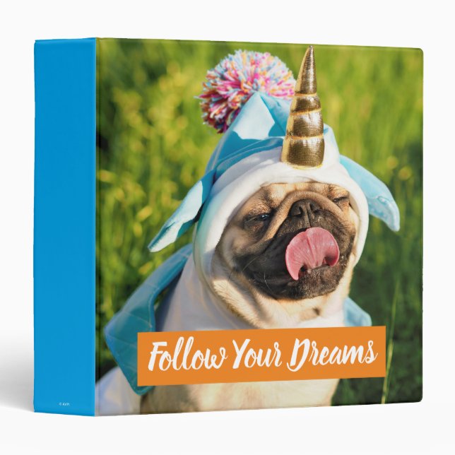 Unicorn Pug 3 Ring Binder (Front/Spine)