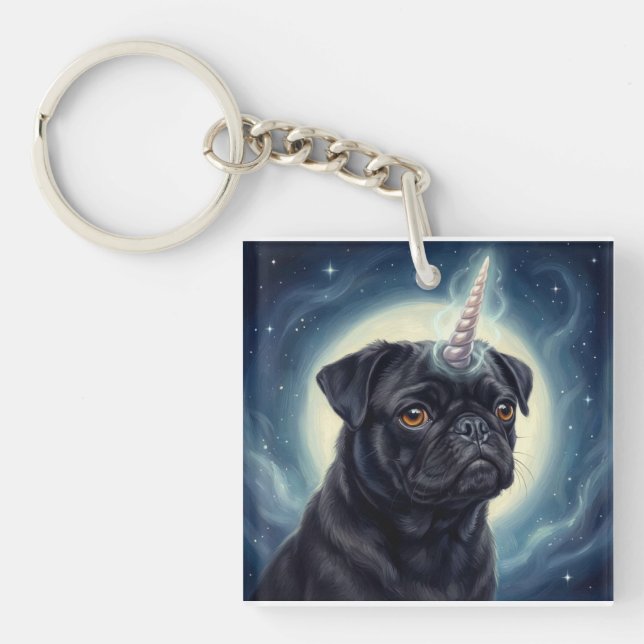 Unicorn Pug Keychain (Front)