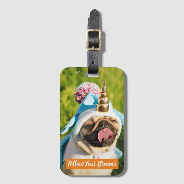 Unicorn Pug Luggage Tag (Front Vertical)