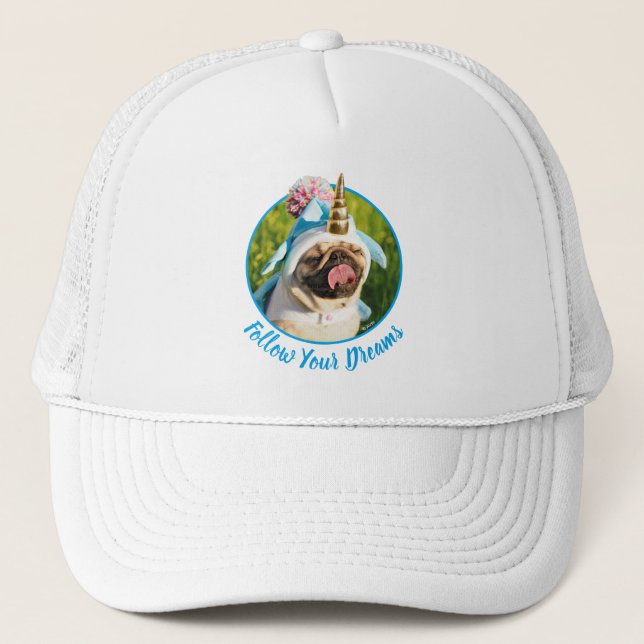 Unicorn Pug Trucker Hat (Front)
