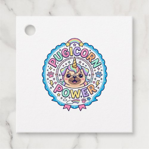 Unicorn Pugicorn Power Funny Cute Gift Design_1 Favor Tags