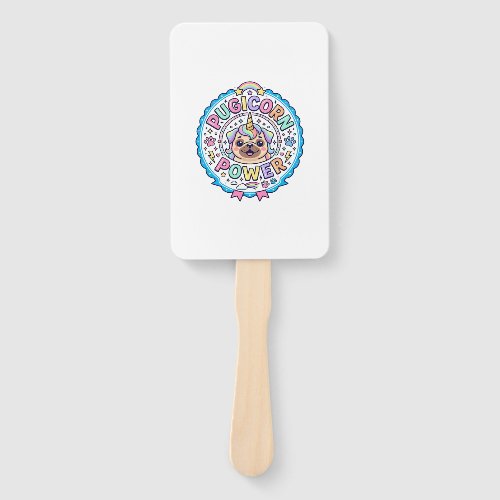 Unicorn Pugicorn Power Funny Cute Gift Design_1 Hand Fan