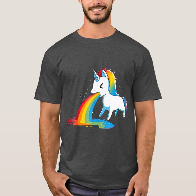 Unicorn Puking Rainbows Graphic  Funny Rainbow T-Shirt (Front)