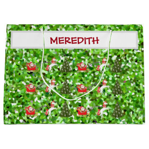 Unicorn Pulling Santa's Sleigh Christmas Presents  Large Gift Bag