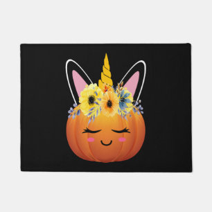 Unicorn Pumpkin Halloween Thanksgiving Gift Doormat