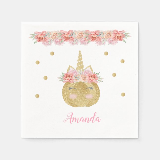 Unicorn Pumpkin Paper Napkin (Front)