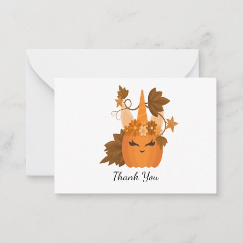 Unicorn Pumpkin Thank You Cards