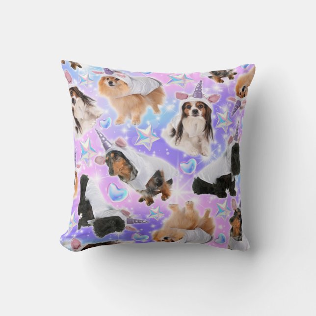 Unicorn Puppies Throw Pillow (Front)