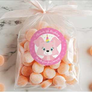 Unicorn Puppy Birthday Classic Round Sticker
