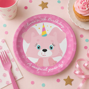 Unicorn Puppy Birthday Paper Plates