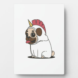 Unicorn Puppy   Cute Pug Dog Lover Gift Plaque