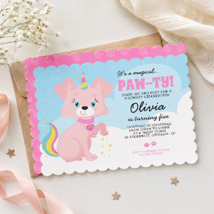 Unicorn Puppy - Unipuppy Girly Birthday Invitation