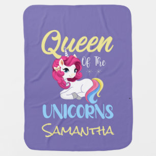 Unicorn Purple Baby Personalised Blanket