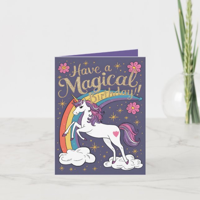 Unicorn Purple Birthday Card (Front)