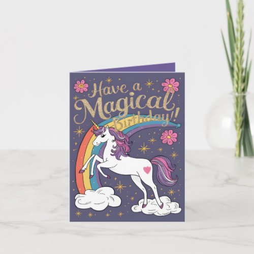 Unicorn Purple Birthday Card