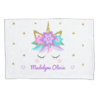 Unicorn Purple Flowers Glitter Stars Personalized