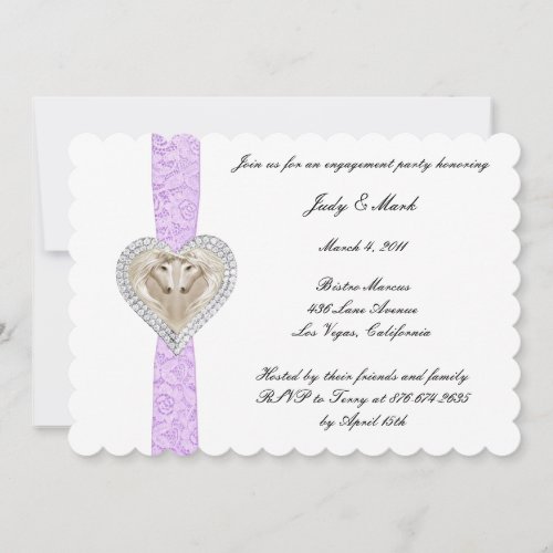Unicorn Purple Lace Engagement Party Invitation