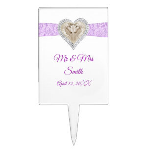Unicorn Purple Lace Wedding Cake Topper