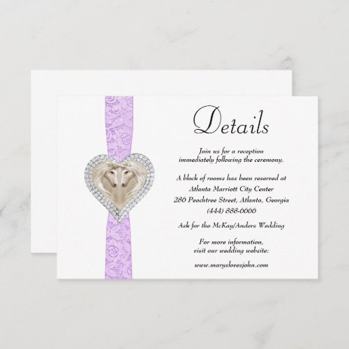 Unicorn Purple Lace Wedding Details Enclosure Card